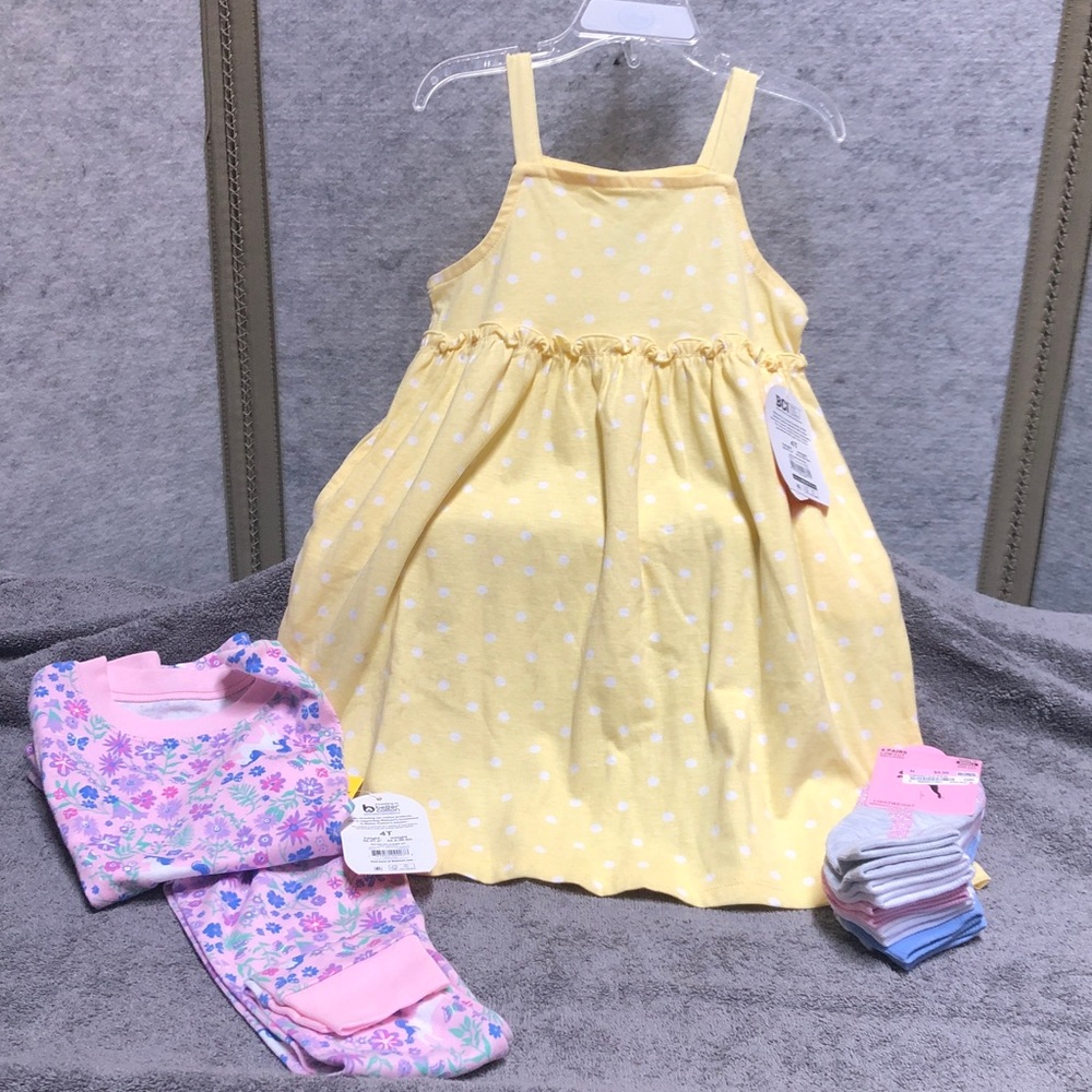 Wonder Nation Yellow Polka Dot Dress bundle NWT